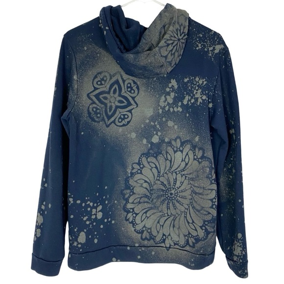 Nike Upcycled Sweatshirt Hoodie Pullover Mens Small Unisex Blue Logo Stencil - Picture 2 of 10